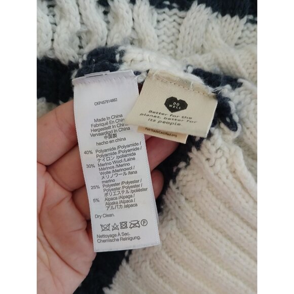 Madewell Womens XS Linelle Cable Knit Sweater Nautical Wool Alpaca  Fisherman - Picture 6 of 7